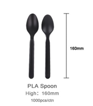 Cargar imagen en el visor de la galería, 6.5in compostable CPLA spoon, black