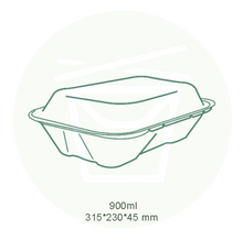 Load image into Gallery viewer, 9 x 6in large bagasse clamshell
